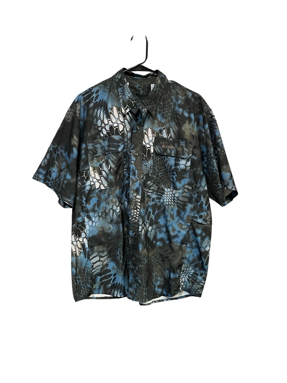 Kryptek Neptune Camo Fishing Shirt Blue Black Performance Button Up Mens XL*